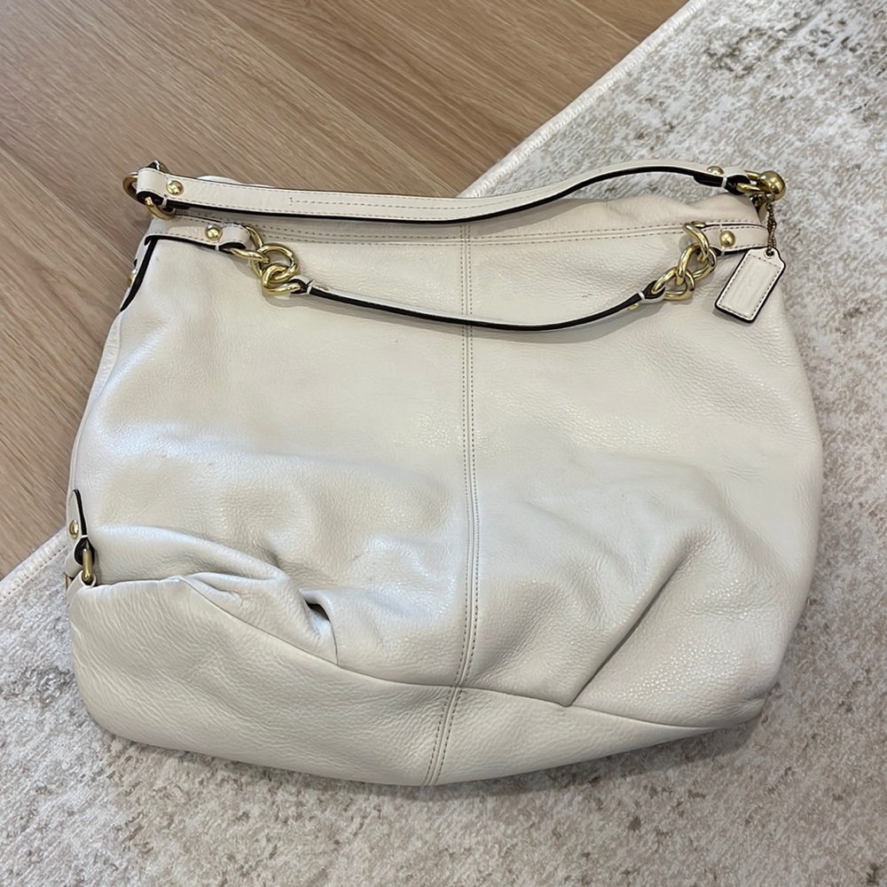 White leather Coach Handbag
